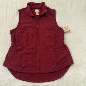 NEW Blue Mountain Lightweight Quilted Vest Womens Large Burgundy Fleece Lined
